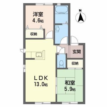 マインドハイツ辻井B(2LDK/1階)の間取り写真