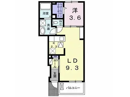 フィオリーレVIII(1LDK/1階)の間取り写真