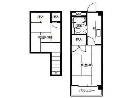 明月荘グリーンビルIII(1K/4階)の間取り写真