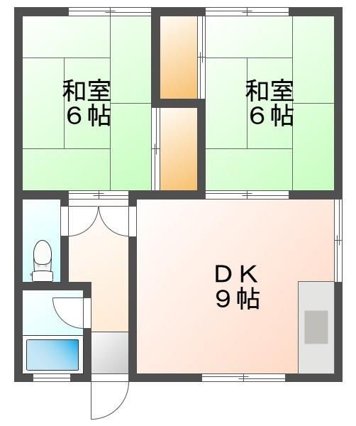 長橋コーポC棟(2DK/2階)の間取り写真