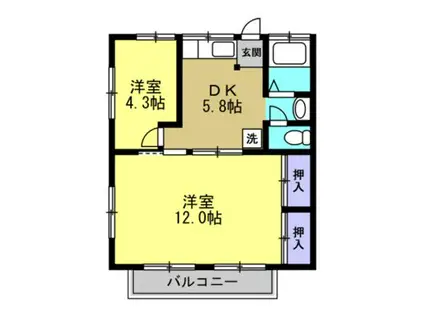 ブルーハイツ(2DK/1階)の間取り写真