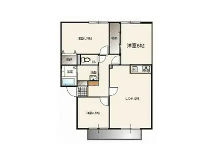 サンビレッジカムアンドエムG棟(2LDK/2階)の間取り写真