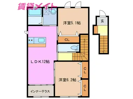 サザンアーブル(2LDK/2階)の間取り写真