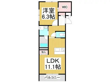 ラルーチェ稲里中央 N棟(1LDK/2階)の間取り写真