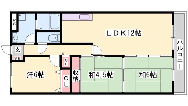 エスペレールII(3LDK/1階)の間取り写真