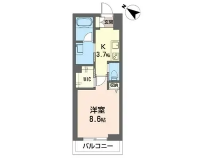 アスターミキ(1K/2階)の間取り写真