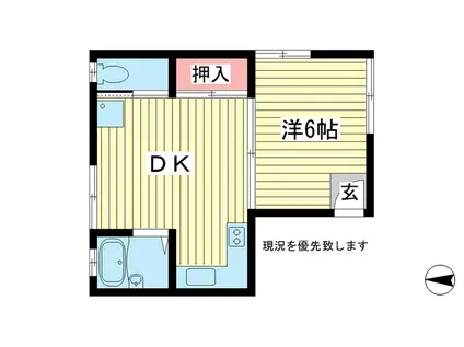 ニュー宮西(1DK/2階)の間取り写真