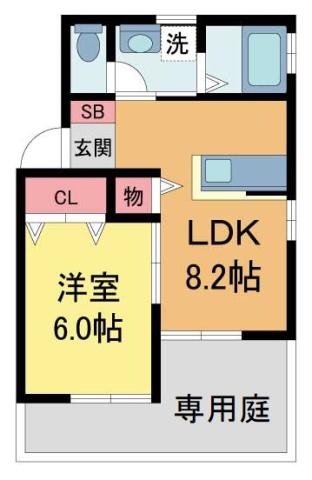 ベルリード宝塚(1LDK/1階)の間取り写真