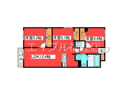 FOURSEASON福住(3LDK/3階)の間取り写真