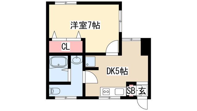 スタービル(1DK/6階)の間取り写真