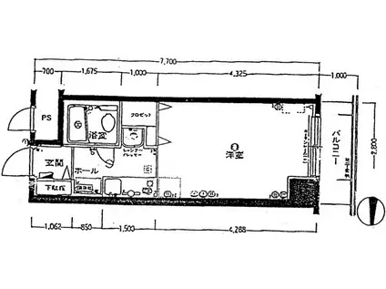 メゾンクレスト北大前(1K/6階)の間取り写真