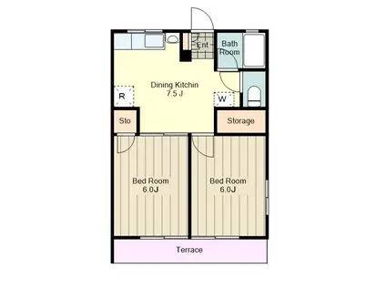 メゾンドール椚田(2DK/1階)の間取り写真