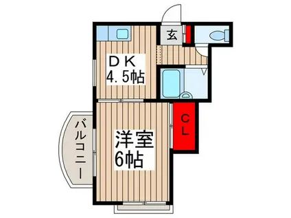 エルベ中山(1DK/1階)の間取り写真