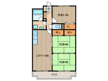 シャトレ和白(3LDK/2階)の間取り写真