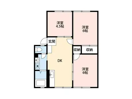 ロイヤルハイツA(3DK/1階)の間取り写真