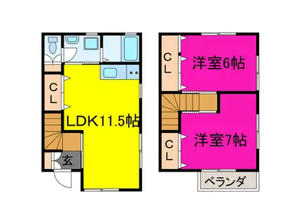 スプリングヒルズ(2LDK/1階)の間取り写真