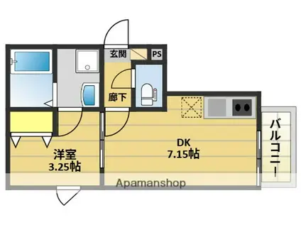 AMALFI 西公園(1DK/1階)の間取り写真