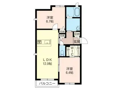 フェリオ(2LDK/1階)の間取り写真