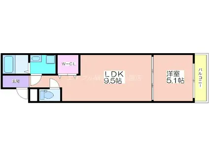 フジパレス杉本町II番館(1DK/2階)の間取り写真