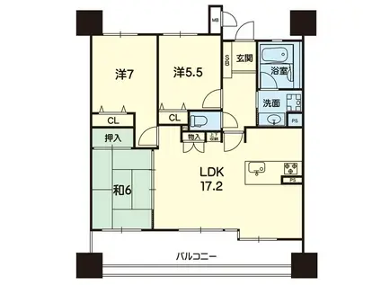 エイルマンション九品寺グランヴェール 1003号(3LDK/10階)の間取り写真