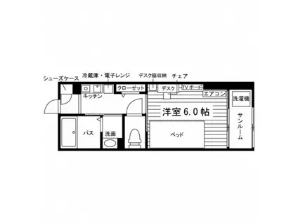 学生会館 BEANS SOU 旭町1(1K/1階)の間取り写真