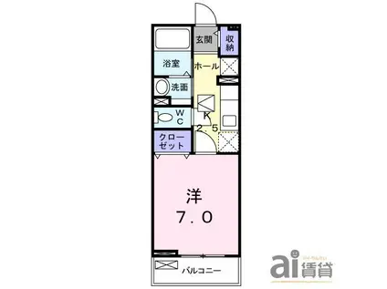 ヴィラプリムローズ(1K/1階)の間取り写真