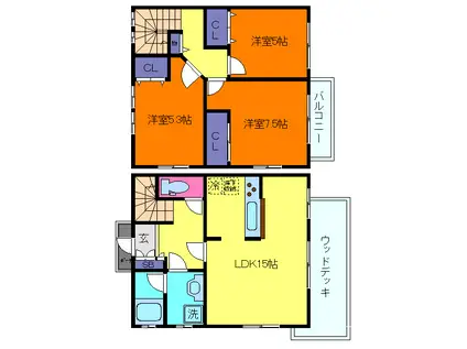 パインガーデン芦屋川PHIIB棟(3LDK/1階)の間取り写真