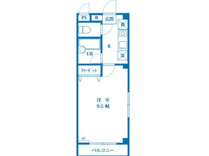 ファミーユよもぎ A棟(1K/3階)の間取り写真