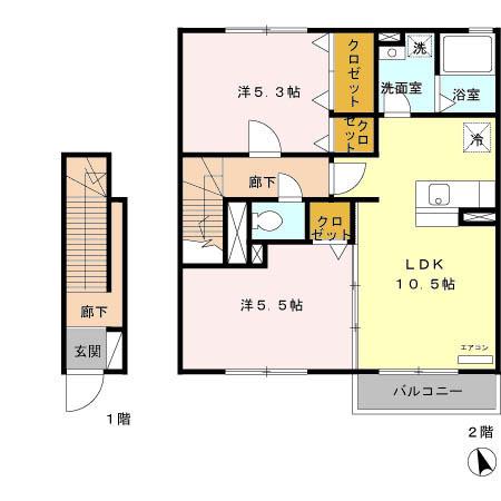 パークヒル城南(2LDK/2階)の間取り写真
