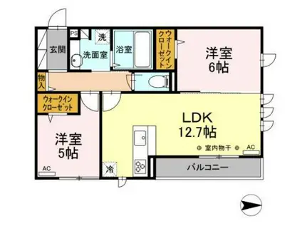 メゾンフルール(2LDK/2階)の間取り写真