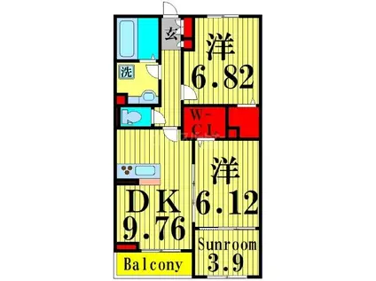 ARK BLISS六町(2DK/1階)の間取り写真