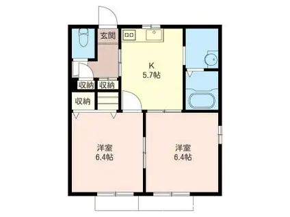 メイプルハウス(2K/1階)の間取り写真