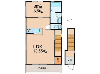 CSコート(1LDK/2階)の間取り写真