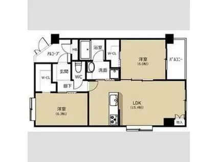 ファーストクラス神道寺(2LDK/5階)の間取り写真