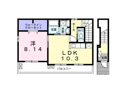 プリムローズ(1LDK/2階)の間取り写真