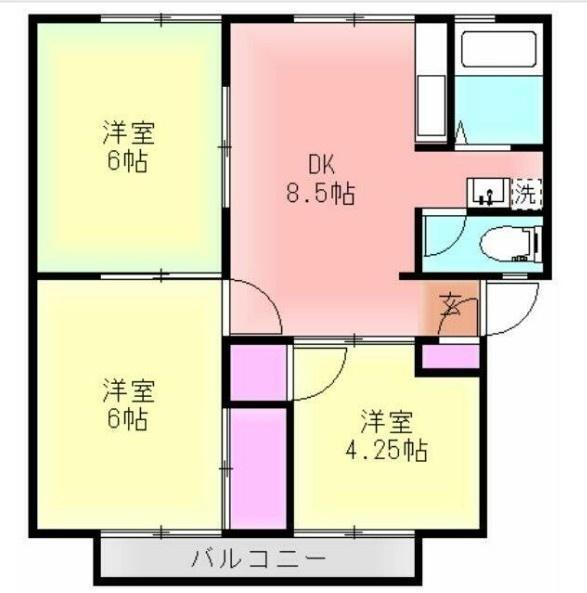 アーバン市原3号館(3DK/2階)の間取り写真