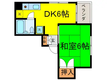森坂ビル(1DK/4階)の間取り写真