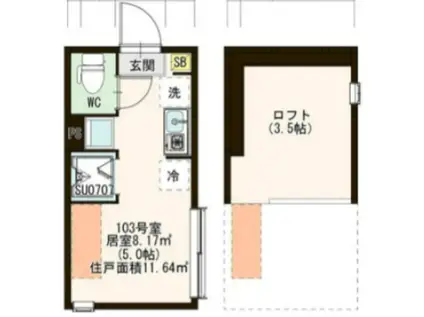 LUMINA VISTA N(ワンルーム/1階)の間取り写真