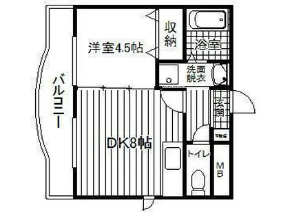 ステージT4(1DK/4階)の間取り写真