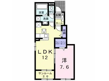 ボアソルチ B(1LDK/1階)の間取り写真