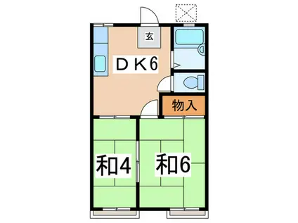 東明ハウスI(2DK/2階)の間取り写真