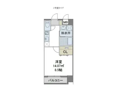 グランパーク新大江(1K/4階)の間取り写真