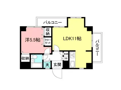 ライオンズプラザヨコハマ戸部(1LDK/6階)の間取り写真