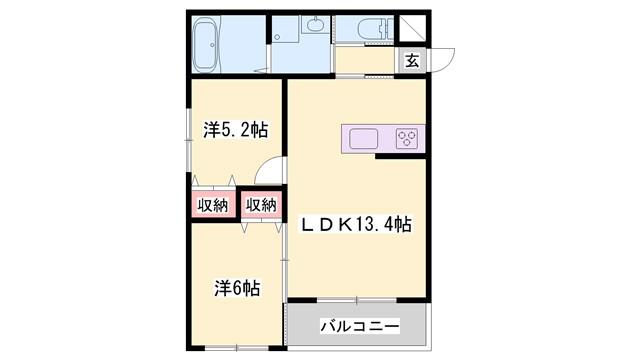 Kレジデンス御旅(2LDK/2階)の間取り写真