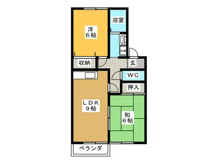 エル・プラド21 B(2LDK/2階)の間取り写真