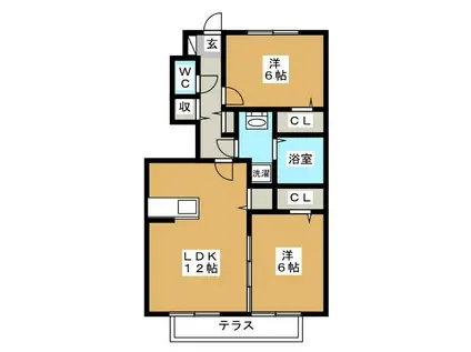 クレールK(2LDK/1階)の間取り写真