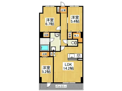カスタリア船橋II(3LDK/5階)の間取り写真