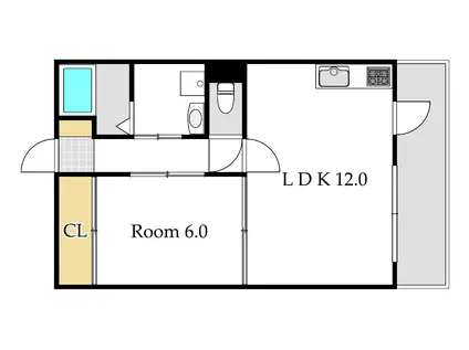 清幸マンション幸町(1LDK/4階)の間取り写真