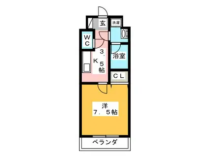 ル・クレール新高円寺(1K/1階)の間取り写真