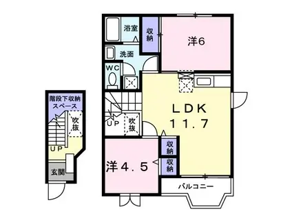 エーデルII(2LDK/2階)の間取り写真